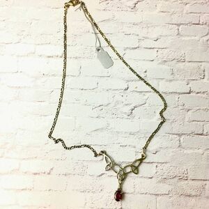 Vintage Sterling Silver Celtic Garnet Necklace